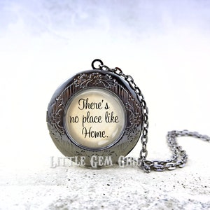 The Wonderful Wizard of Oz Photo Locket There's No Place Like Home Necklace in Silver, Rose Gold, Gunmetal Graduation Going Away Gift image 3
