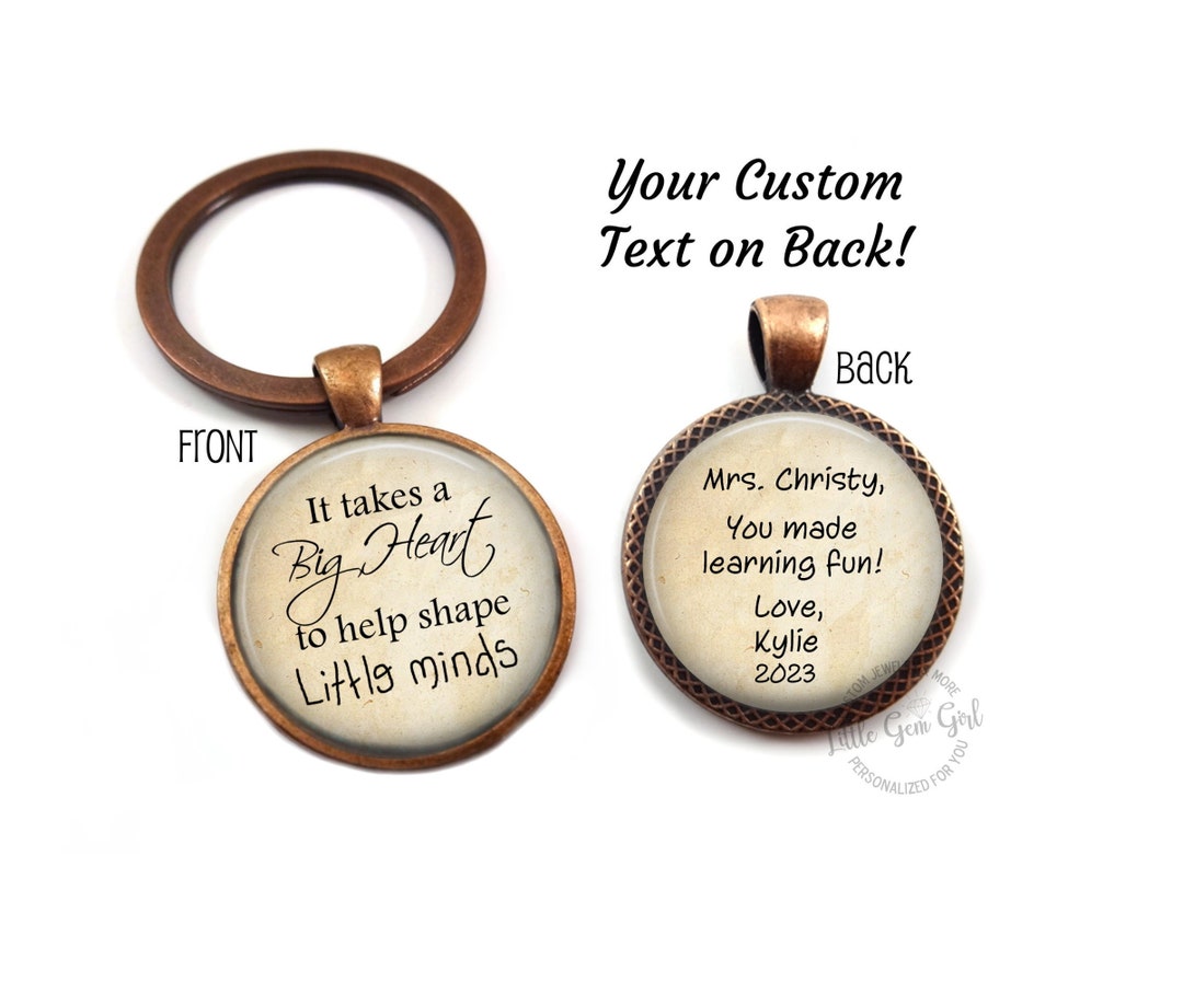 Double Sided Custom Teacher Appreciation Pendant Necklace or Key Chain ...