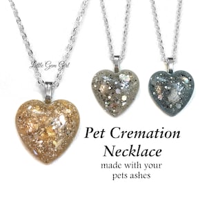 Custom Pet Cremation Heart Pendant Necklace made with Your Pet Ashes - You Pick Colors - Memorial Jewelry