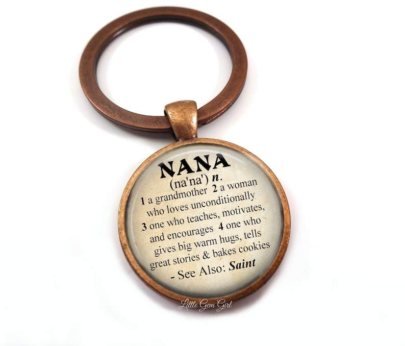 Nana Dictionary Definition Keychain Charm Nana Key Chain for Mothers Day 4 Metal Finishes