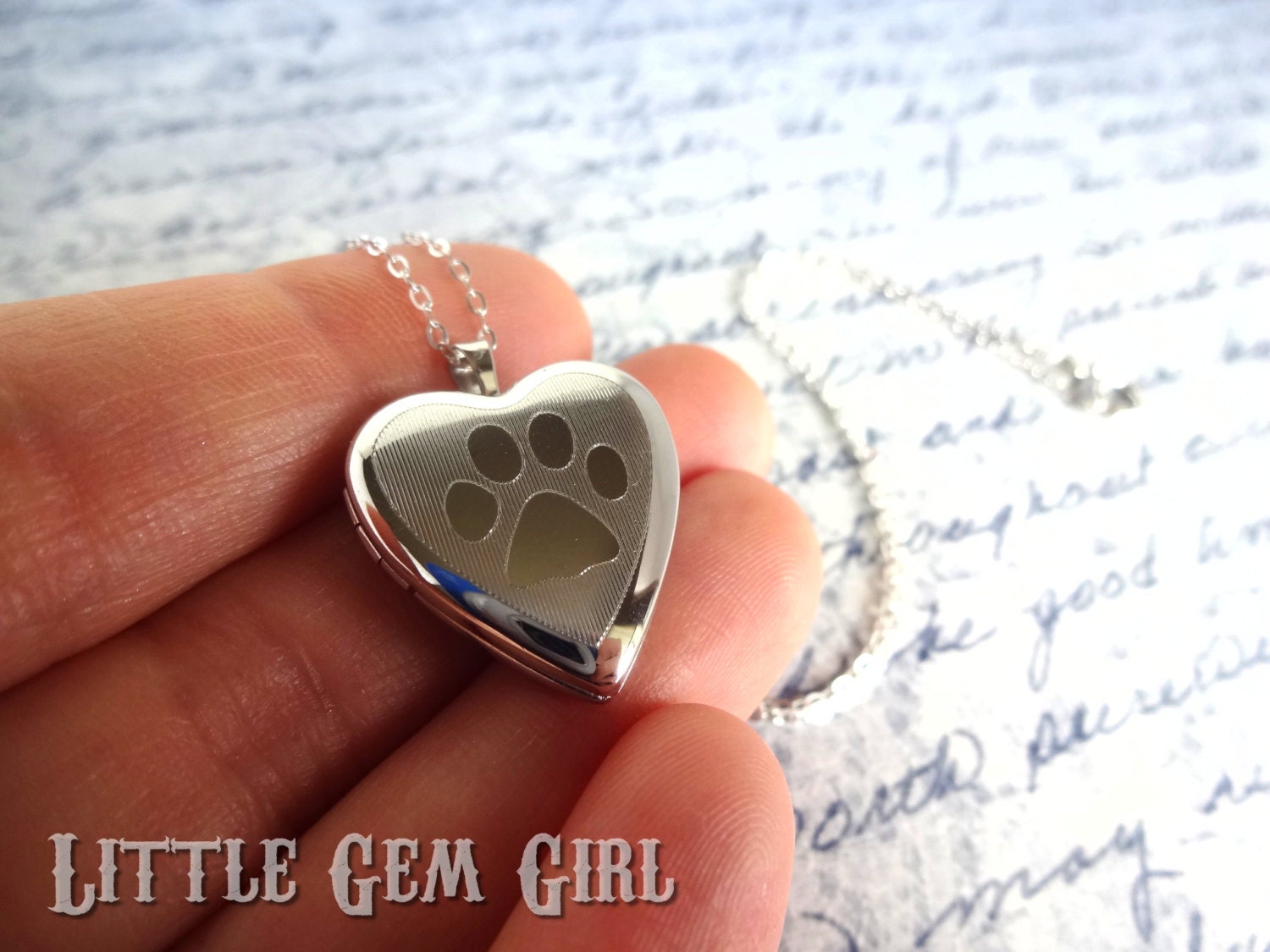 Custom Photo Heart Pet Locket 925 STERLING SILVER Paw Print - Etsy