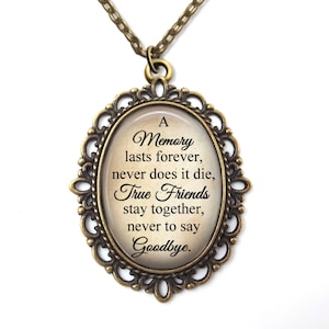 Best Friend Necklace - Friendship Charm - Oval Vintage Victorian Style Friend Pendant - Going Away Gift - Best Friend Forever Jewelry