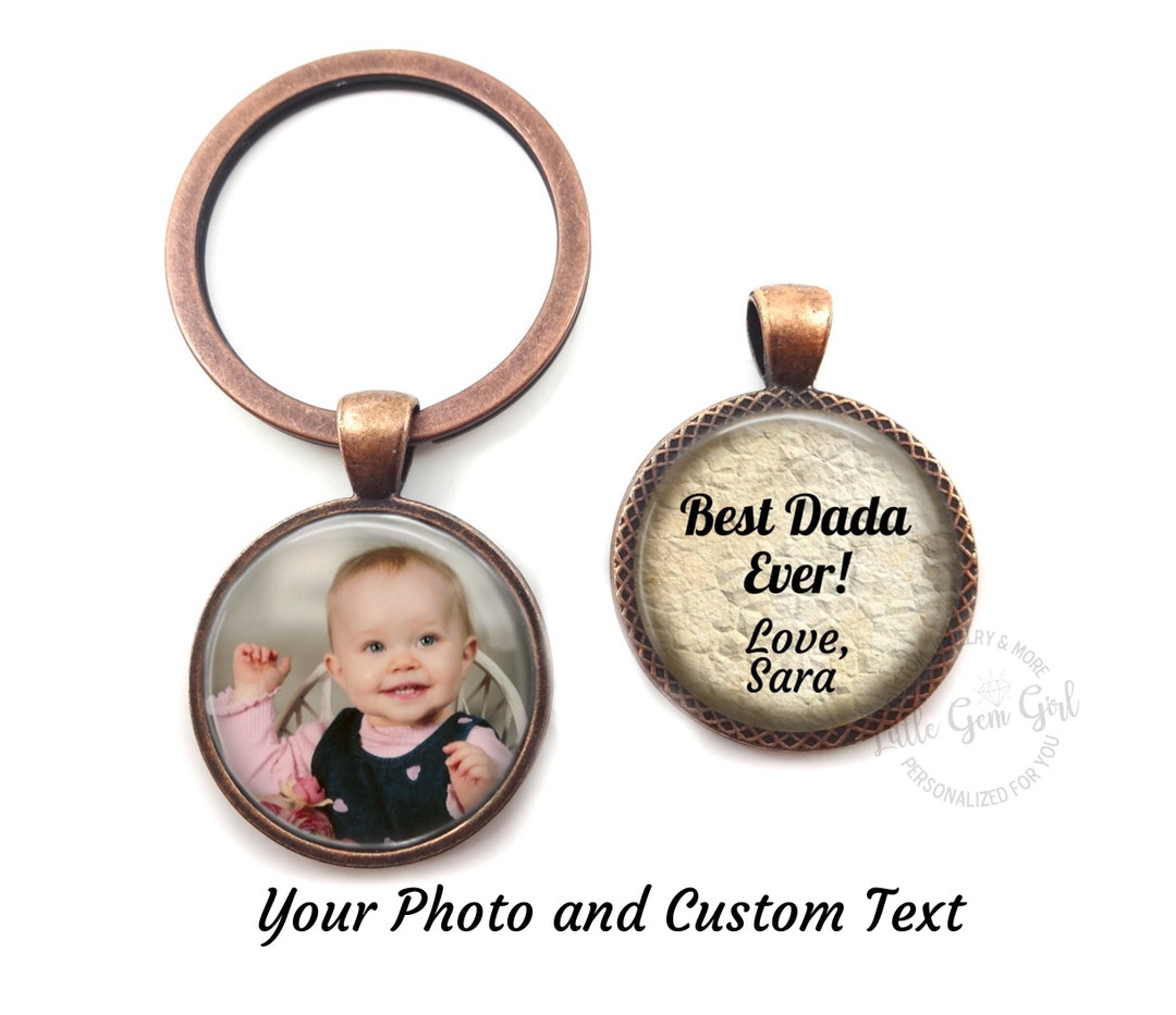 Custom Text and Photo Key Chain - Double Sided With Personalized Words ...