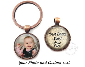 Custom Text and Photo Key Chain - Double Sided with Personalized Words or Quote Keychain - 2 Sided Picture Charm - 4 Finishes 23 Designs