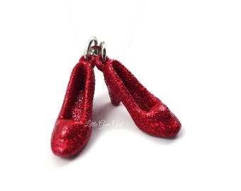 Dorothy's Ruby Red Slipper Charm Necklace - The Wonderful Wizard of Oz Red Shoe Charm Necklace - Yellow Brick Road Going Away Gift