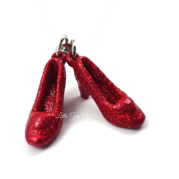 Dorothy's Ruby Red Slipper Charm Necklace - The Wonderful Wizard of Oz Red Shoe Charm Necklace - Yellow Brick Road Going Away Gift