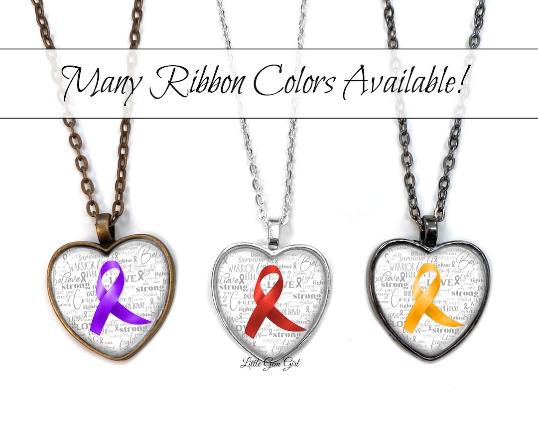 Personalized Awareness Ribbon Heart Necklace or Key Chain Charm - You ...