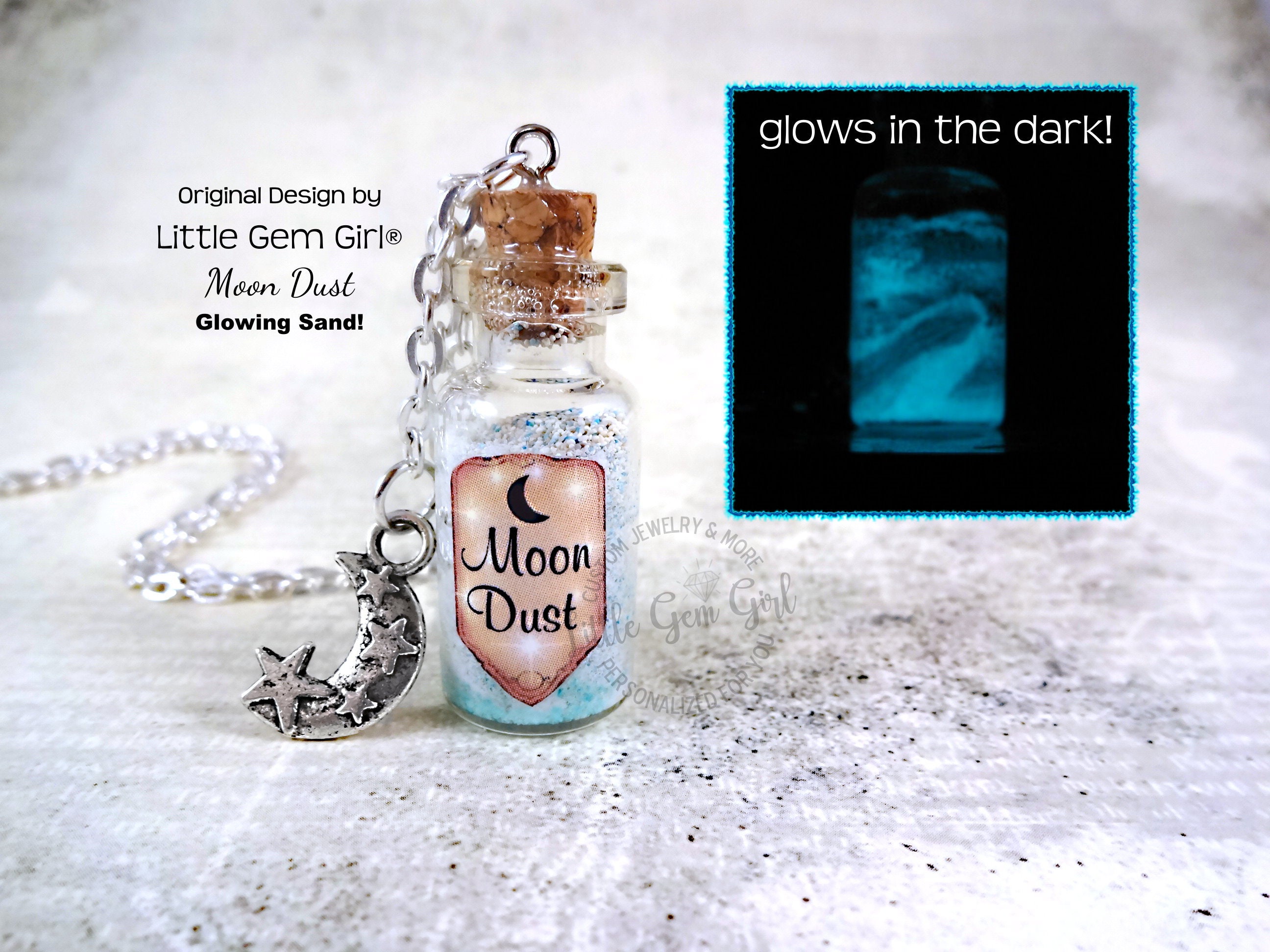Buy Glowing Moon Necklace Moon Dust Necklace Glow in the Dark