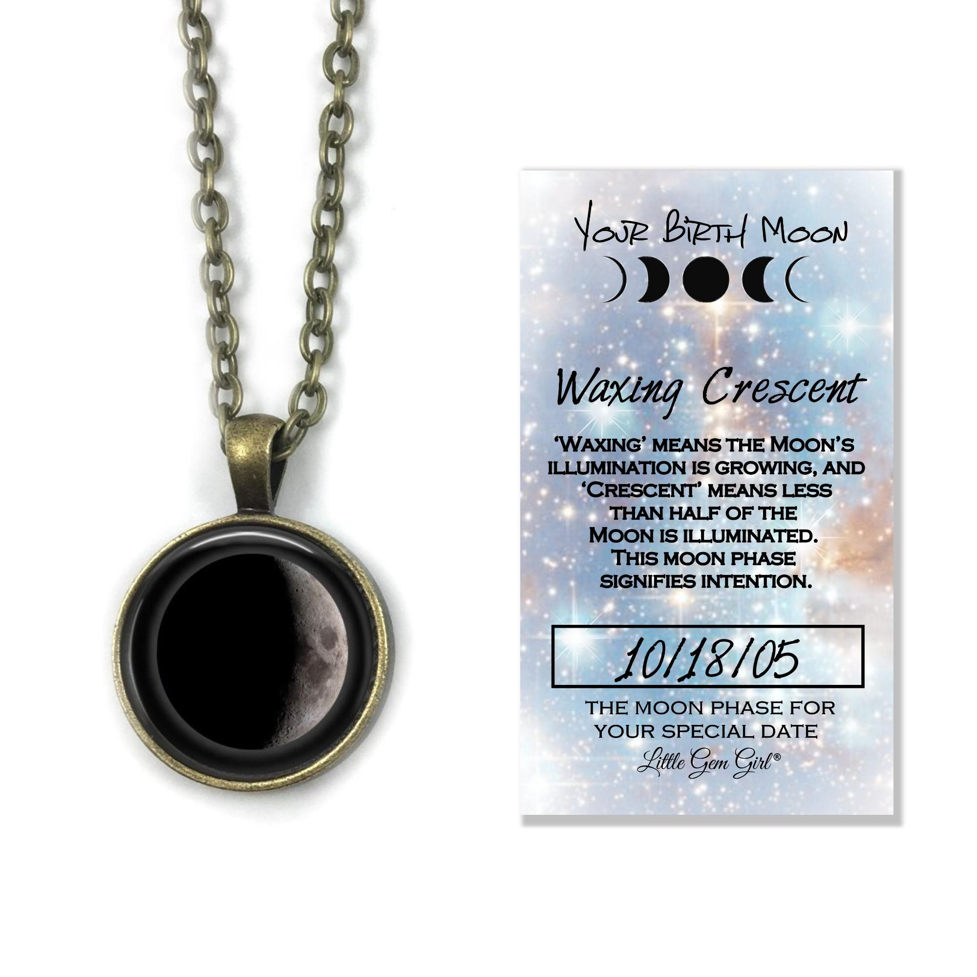 Waxing Crescent New Moon Necklace Jewellery Moon Phase Necklace
