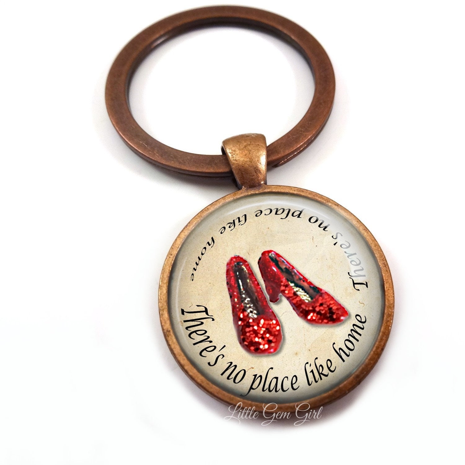 The Wonderful Wizard of Oz Keychain There s No Place Like Home Glittered Ruby Slippers Charm Graduation Going Away Gift Etsy Canada