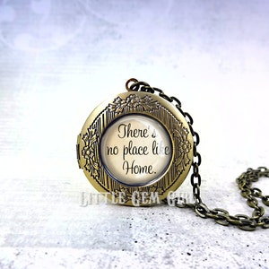 The Wonderful Wizard of Oz Photo Locket There's No Place Like Home Necklace in Silver, Rose Gold, Gunmetal Graduation Going Away Gift image 4