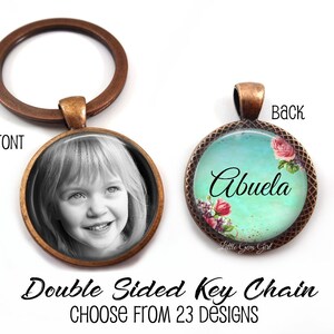 Custom Photo Abuela Jewelry - Double Sided Picture Key Chain - Personalized Abuela Keychain Charm - Mother&#39;s Day Gift Pregnancy Announcement