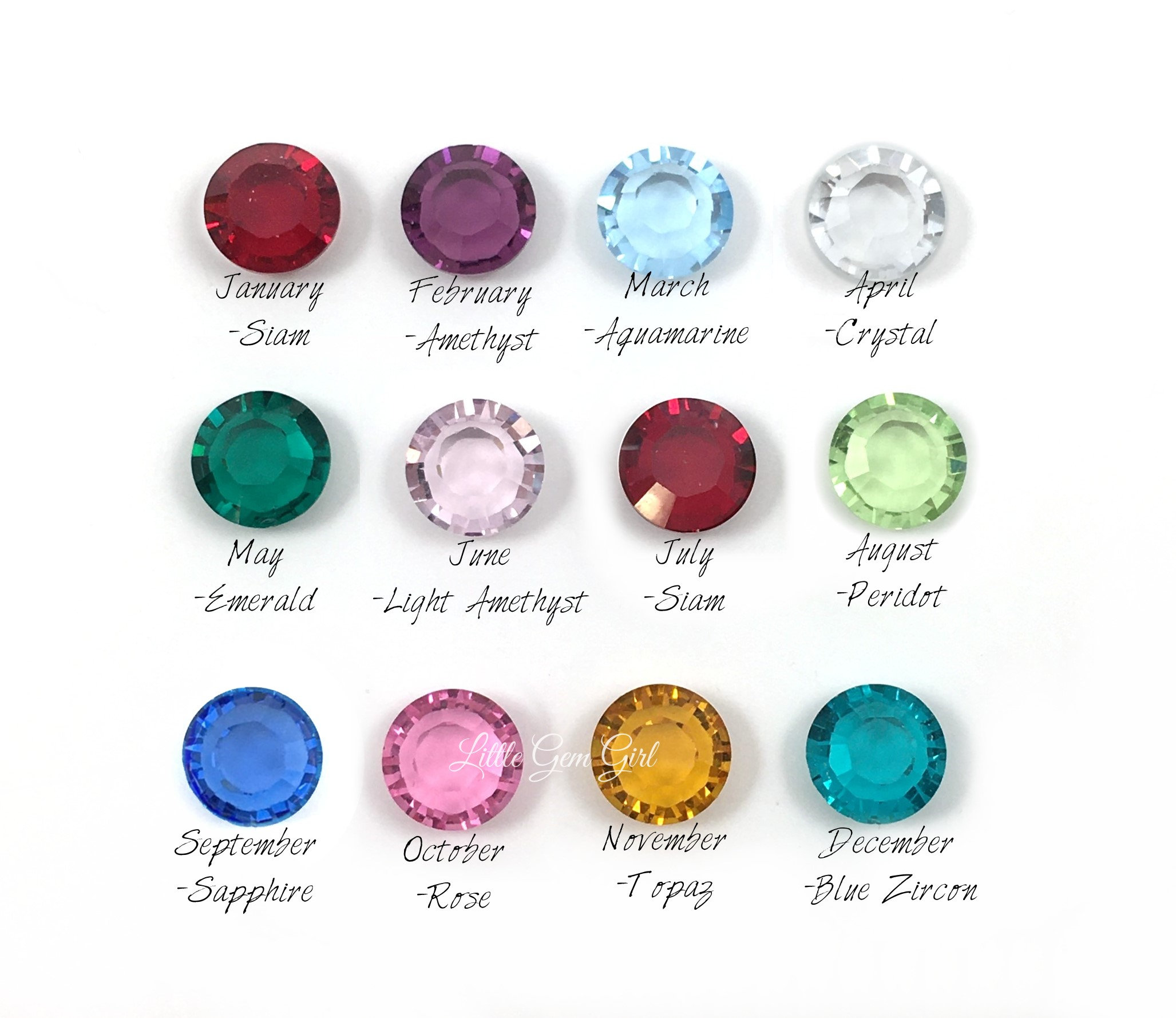 6mm Premium Crystal Rhinestone Birthstone Charm to add to your Order - Birthday Month Stone Crystals