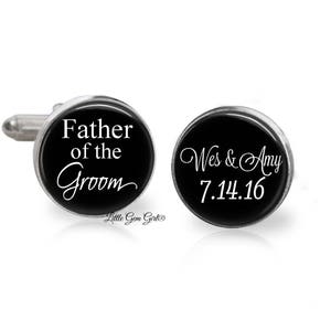 Custom Father of the Groom Cuff Links - Wedding Date and Name  Cufflinks - Personalized Gift for Dad - Sterling Silver and Stainless