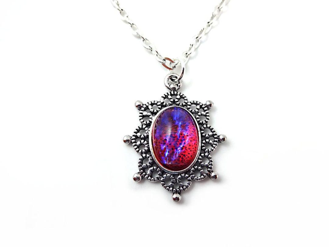 Dragons Breath Czech Glass Mexican Opal Silver Snowflake Charm