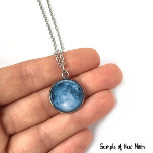 Stainless Steel Custom Birth Moon Necklace With Optional Engraving 1 to 5 Personalized Moon Phase Pendant Birthday Moon Jewelry image 6