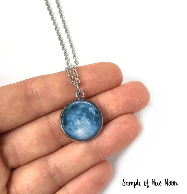 Stainless Steel Custom Birth Moon Necklace With Optional Engraving 1 to 5 Personalized Moon Phase Pendant Birthday Moon Jewelry image 6