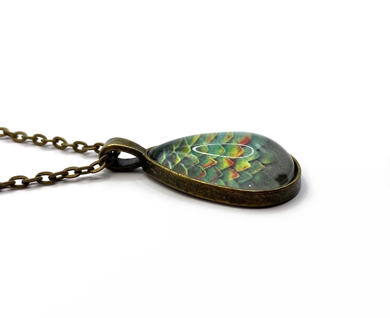 Dragon Egg Necklace - Fantasy Pendant with Mermaid Scale Effect - Magical Geek Jewelry, Mythical Creature Necklace image 5