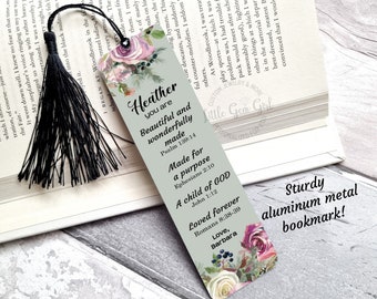 Custom Bible Bookmark made from Sturdy Aluminum Metal - Personalized Christian Gifts for Women - 8 Styles Available - Bible Verse Bookmark