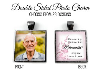 Wedding Bouquet Custom Photo Charm - Personalized In Memory Pendant - Memories Keep Me Close to You - Necklace or Key Chain Option