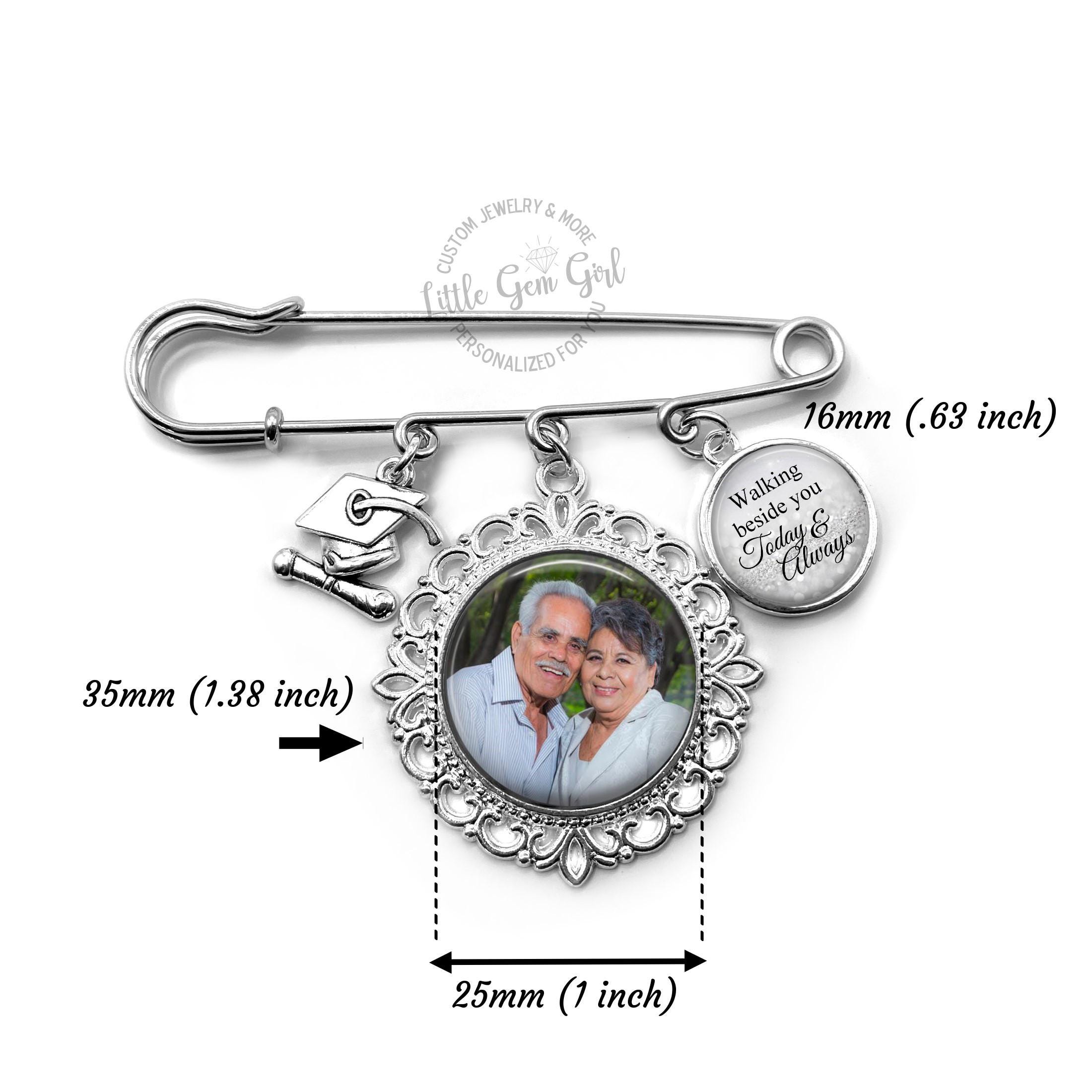 Graduation Photo Pin With Custom Photo Charm and Walking Beside