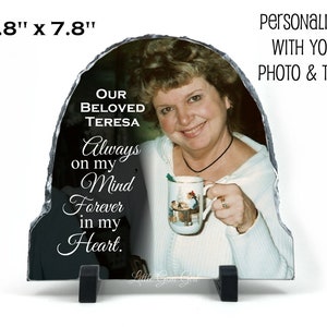 Custom Memorial Plaque - Personalized Slate Photo Plaque - Custom Photo Plaque with Picture and Text - In Memory Photo Gift