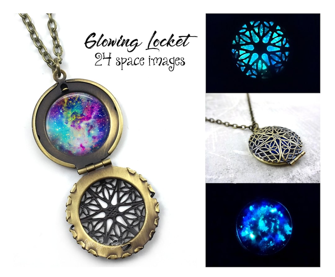 Glow in the Dark Galaxy Necklace 24 Images Glowing Space Locket Silver Stainless Steel Gold Nebula Stars Solar System Glow Jewelry Etsy
