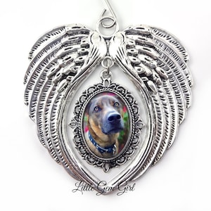 Photo Memorial Christmas Tree Ornament - Rainbow Bridge Personalized Loss of Pet or Person Angel Wings Heaven Ornament