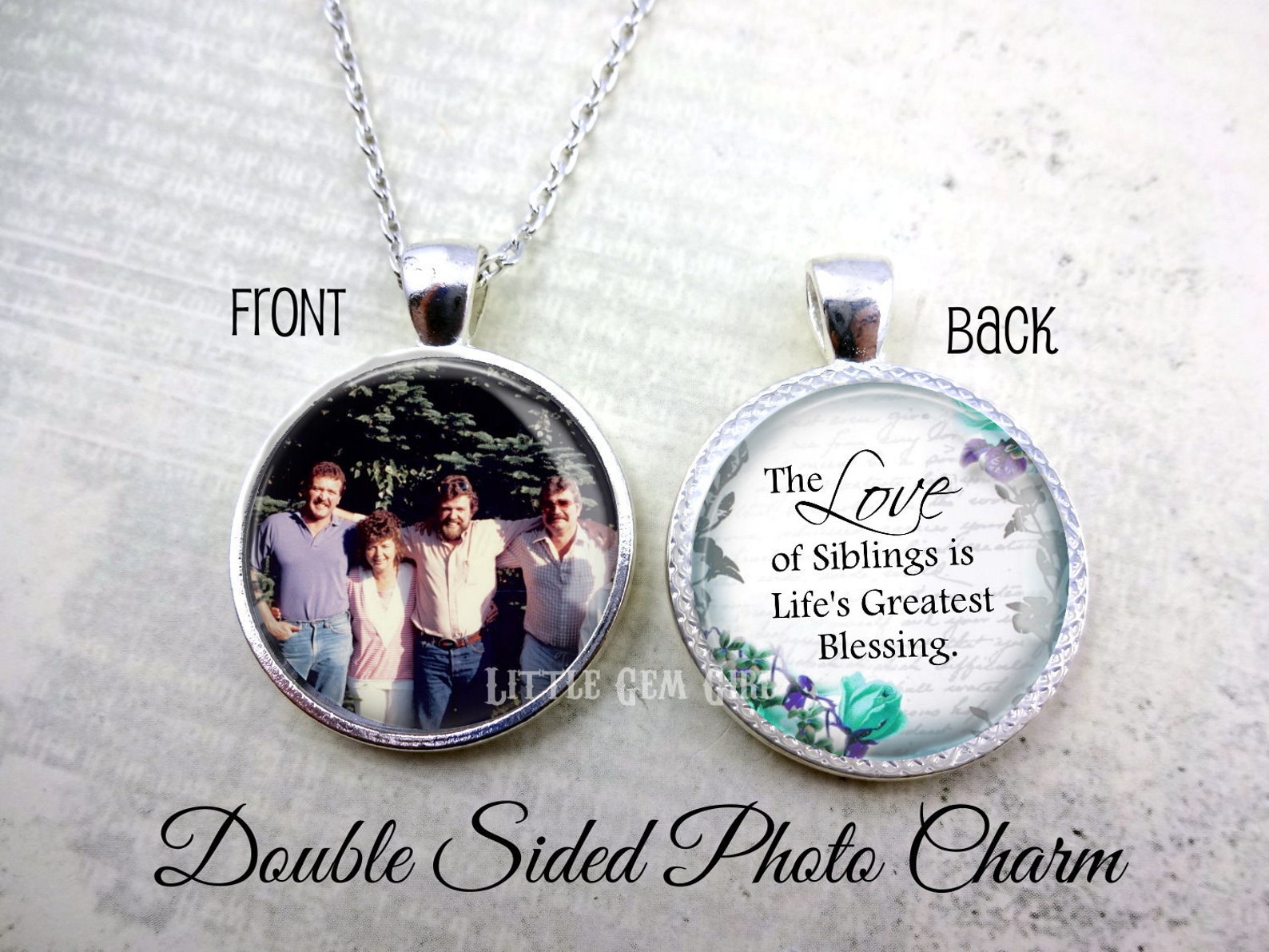 Sibling Photo Jewelry Brother Sister Necklace Sisters Etsy