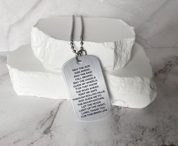 バイクライダーのためのバイカー祈り両面ドッグタグ - 守護天使キー