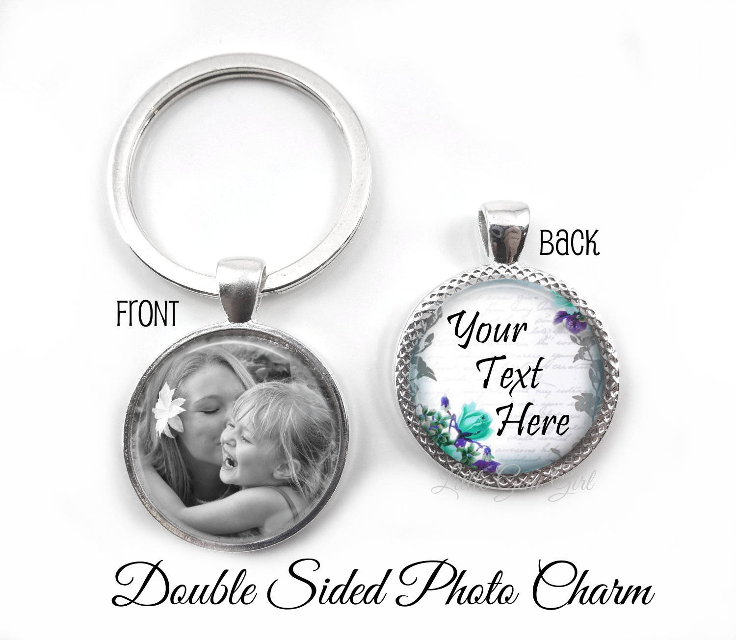 Custom Text and Photo Key Chain - Double Sided With Personalized