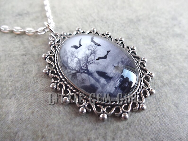 Small Gothic Cemetery Cameo Necklace Customize 2 Styles 2 Etsy