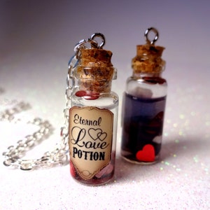 One Custom Eternal Love Potion - Glass Bottle Cork Necklace - Potion Vial Charm - Liquid Shimmer - Magic Spells