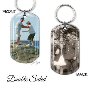 Double Sided Custom Photo Key Chain - Personalized Picture Keychain - Unisex Gift Men Women 2 Sided Photo Dog Tag Key Ring