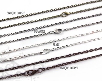 24 inch Link Chain with Lobster Clasp in Silver, Gold, Copper, Bronze, Gunmetal - Pendant Sold Separately - Link Chain Necklace for Pendants