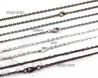 24 inch Link Chain with Lobster Clasp in Silver, Gold, Copper, Bronze, Gunmetal - Pendant Sold Separately - Link Chain Necklace for Pendants
