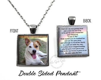 Custom Photo Pet Memorial Necklace or Key Chain - Rainbow Heaven Pet Poem Charm - Personalized Pet Bereavement Jewelry