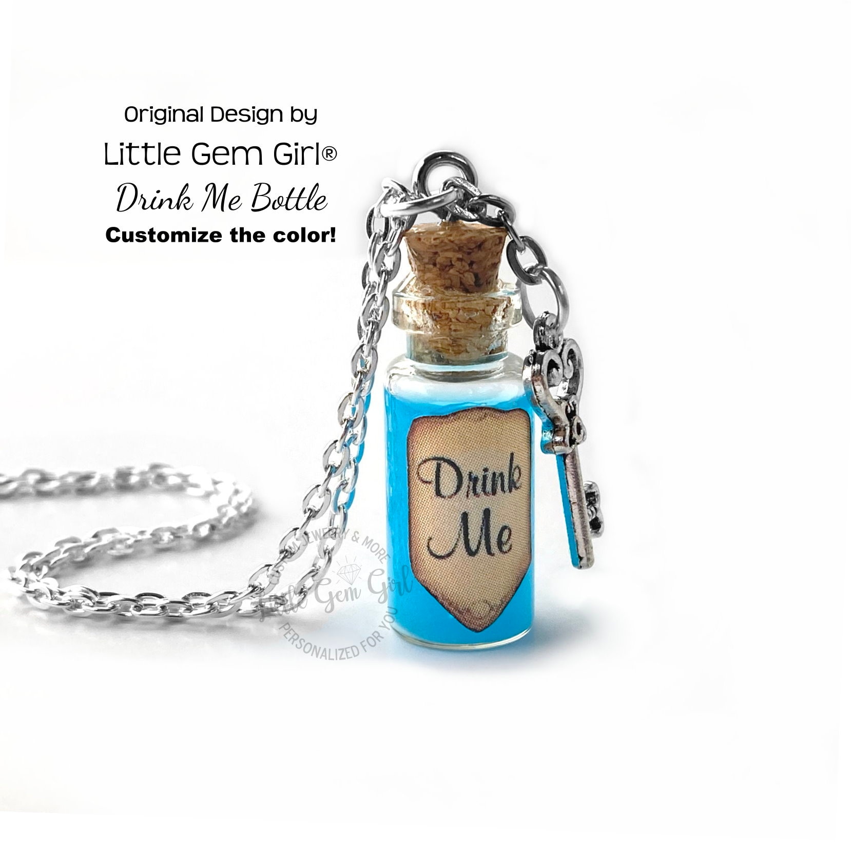 Glow in the Dark Drink Me Bottle Necklace - Alice's Adventures in