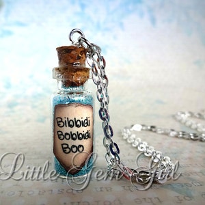 Bibbidi Bobbidi Boo Cinderella Magic Glass Bottle Cork Necklace Fairy Godmother Charm 17 Colors Available Glitter Potion Vial Bottle image 1