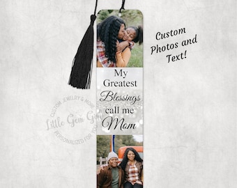 Your Custom Text and Photo Bookmark - Sturdy Aluminum Metal Personalized Picture Bookmark - Mothers Day Fathers Day Book Lover Gift