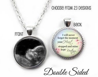 Ultrasound Memorial Necklace - Miscarriage Keepsake Jewelry - Double Sided Custom Photo Sonogram Necklace Personalized Loss of Baby Pendant