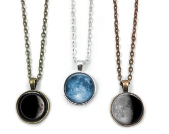 Personalized Birth Moon Necklace or Keychain – Custom Lunar Phase Jewelry – Birthday Moon Gift