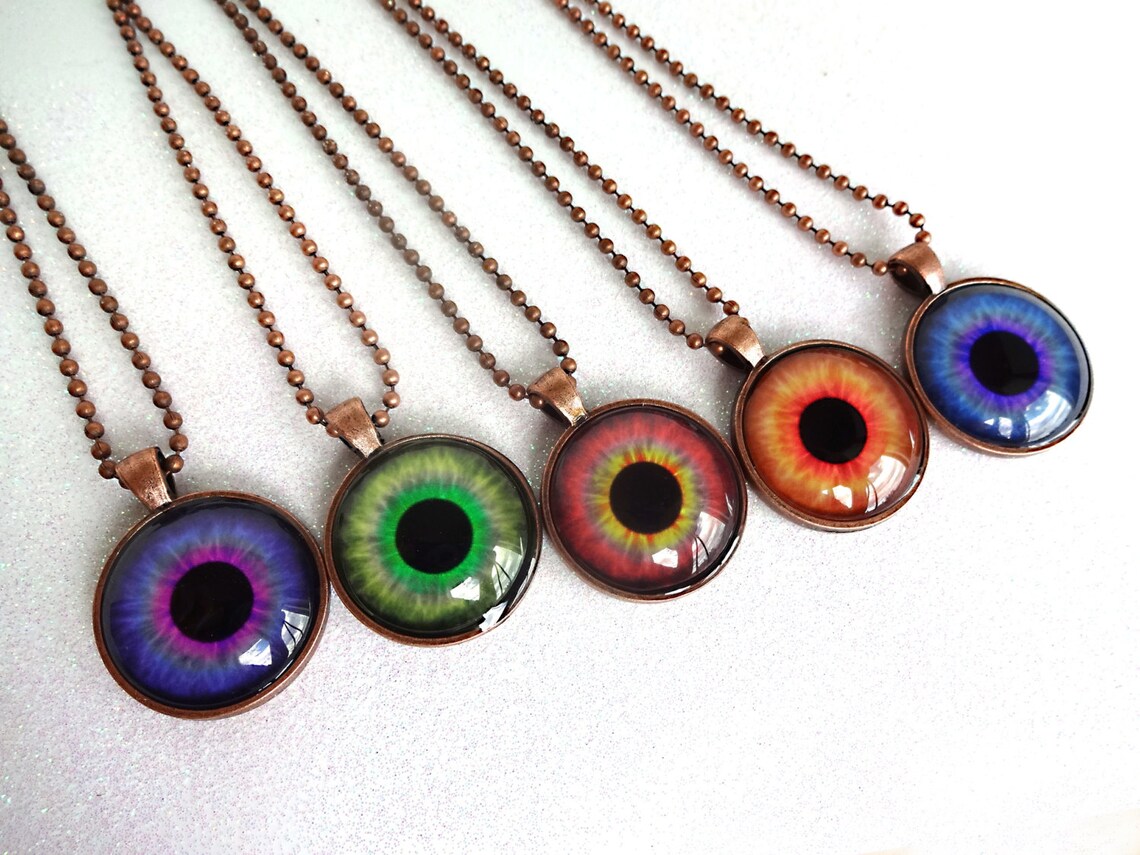 Colorful Realistic Eye Necklace Rainbow Eye Pendant Etsy