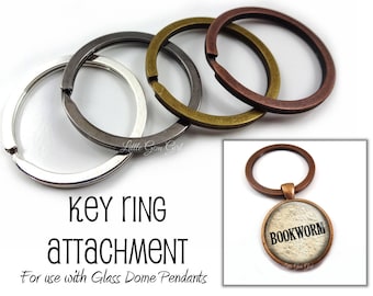 Key Ring Attachment - Large Split Ring for Pendants and Charm - Heavy Duty Round Key Ring 28 to 30mm in Silver, Gunmetal, Copper or Bronze