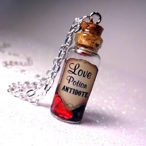 Love Potion Antidote Glass Bottle Cork Necklace Potion Vial Charm Liquid Shimmer Magic Spells image 2