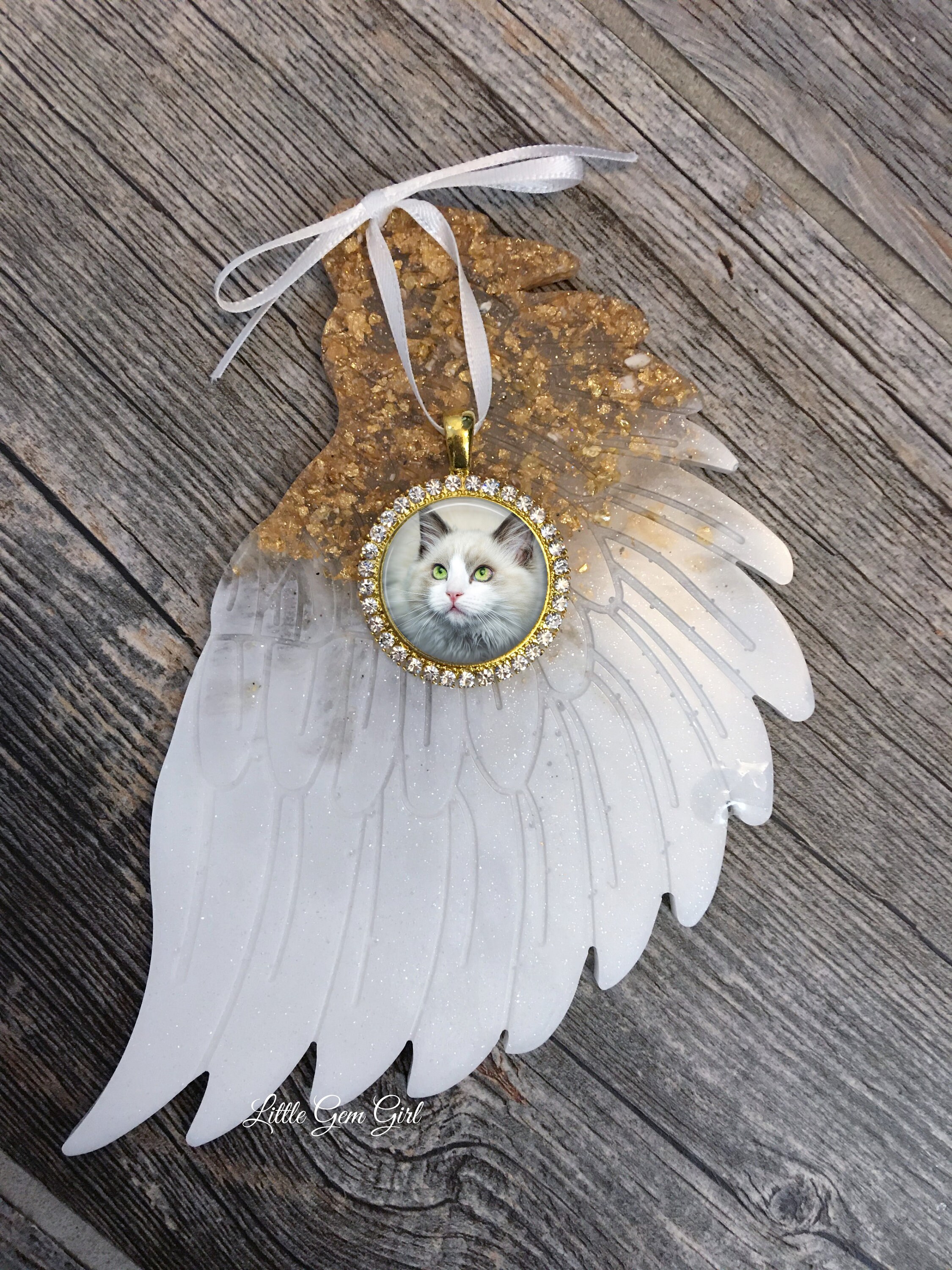Custom Photo Pet Cremation Angel Wing Ornament Pet Ashes Etsy