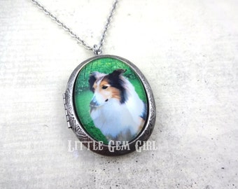 Custom Photo Locket Necklace, Large Oval Antique Silver/Bronze (30x40mm)