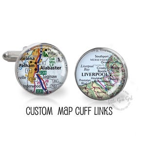 Boutons de manchette carte personnalisés - boutons de manchette carte du monde - personnalisés vous choisissez vos emplacements - boutons de manchette cadeau de mariage garçons d'honneur