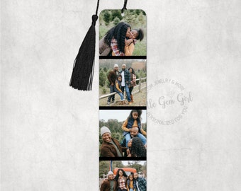 Sturdy Metal Custom Bookmark with Your Photos - 4 Photo Personalized Readers Gift - Personalized Picture Bookmark with Tassel