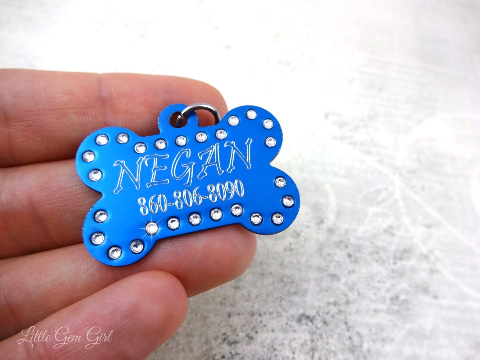 Personalized Engraved Pet ID Tag With Crystal Rhinestones Etsy